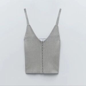 Zara Gray Ribbed Knit Tank Corset Top